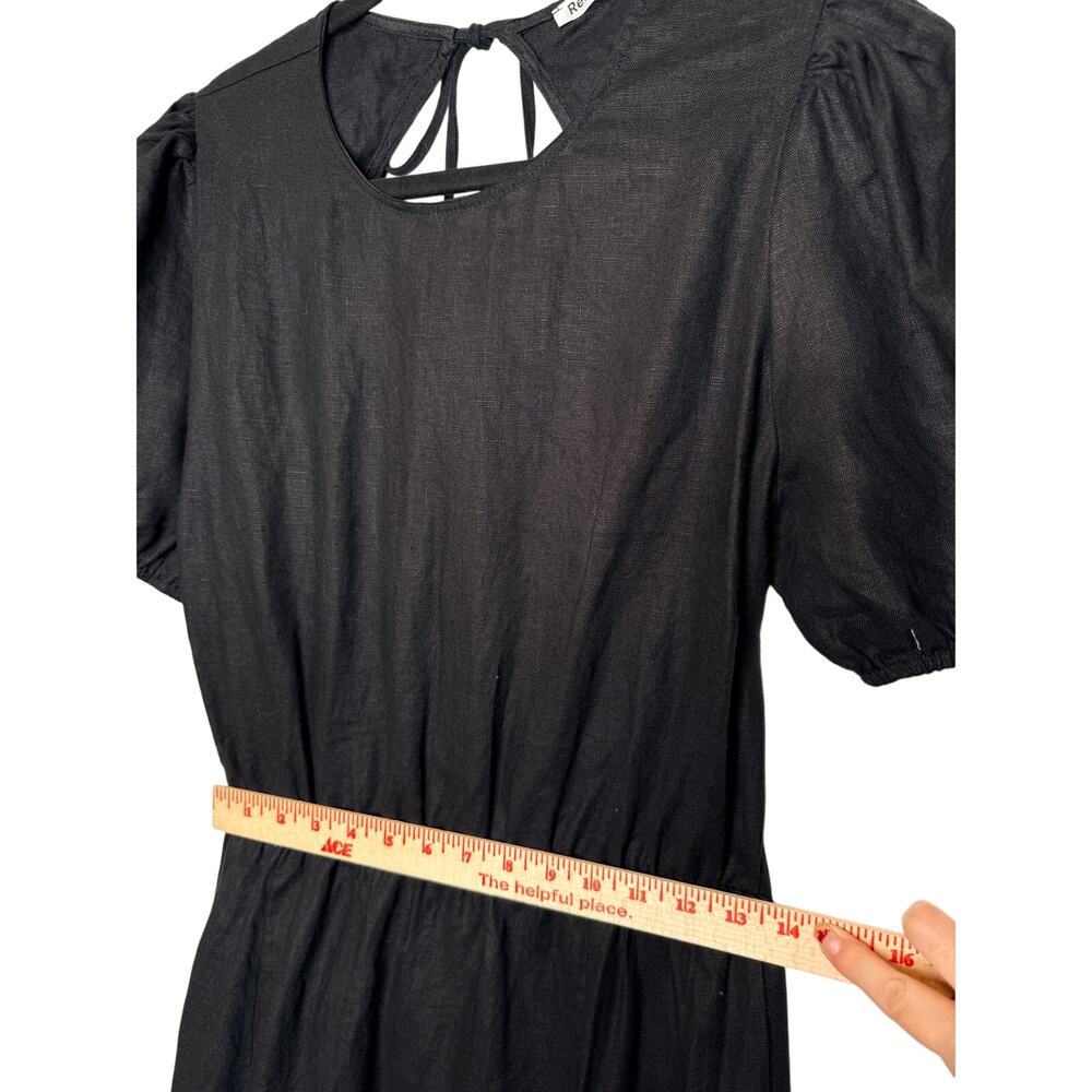 Reformation 12 Anneliese Linen Midi Dress $248 Puff Sleeve Backless Fit Flare - Picture 12 of 15